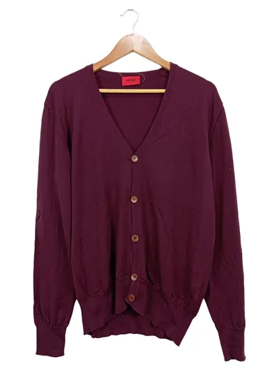 HUGO Herren Strickjacke Cardigan Gr. XL Lila Klassisch V-Ausschnitt