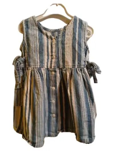 Smily Mädchen Sommerkleid Gr. 80 Blau Weiß Gestreift Baumwolle