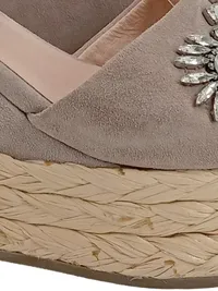 Di Lauro Wedges Keilsandalen Gr. 39 Beige Leder Strass Espadrilles Damen 3