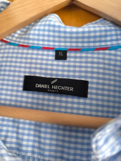 Daniel Hechter Herren Business Hemd kariert Blau XL Baumwolle