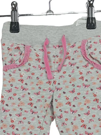 Liegelind Stoffhose Mädchen Gr. 80 Grau Tiermotiv Spitze Baumwolle