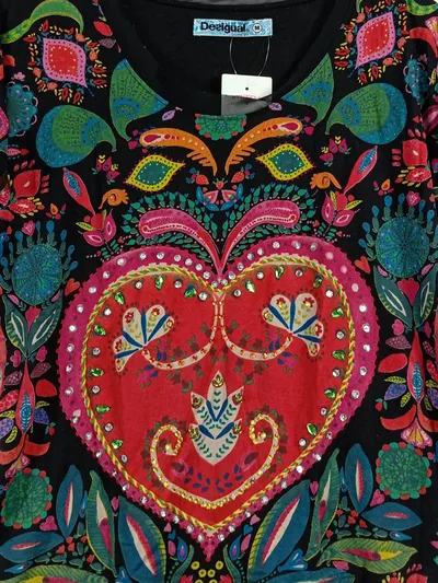 Desigual Damen T-Shirt Gr. 38;M Mehrfarbig Bohemian Blumenmuster