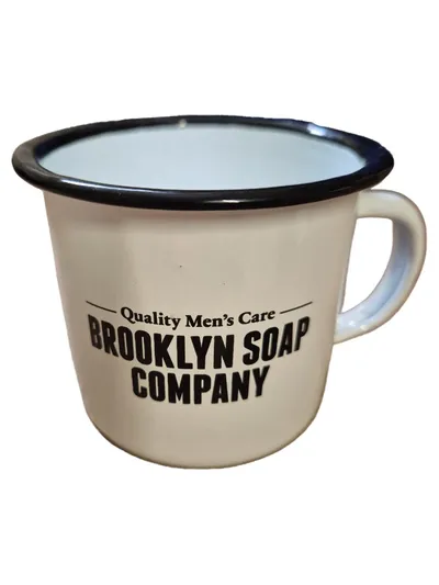 BROOKLYN SOAP COMPANY Kaffeetasse Metall Retro Weiß Emaille Becher Tasse