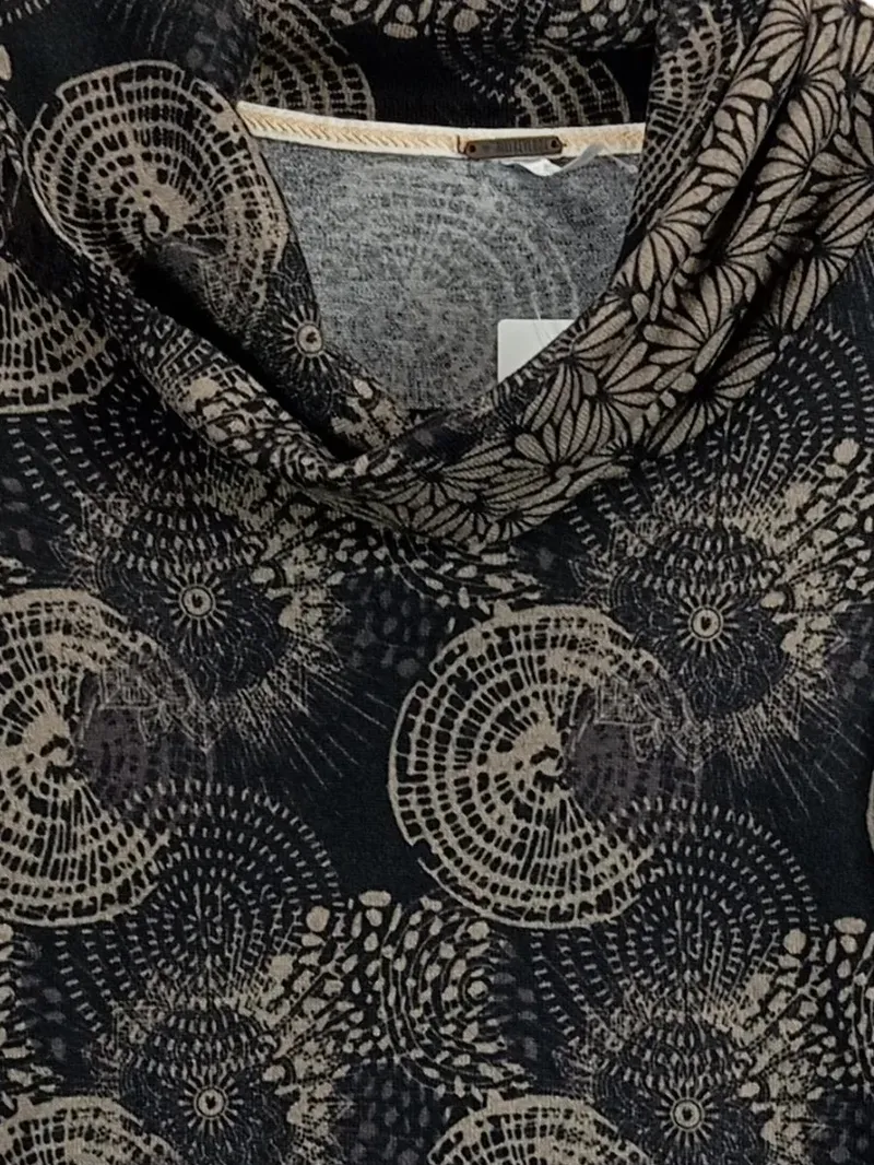 Aiki Keylook Damen Freizeitkleid Rollkragen Gr. L 40 Schwarz Grafisch 2