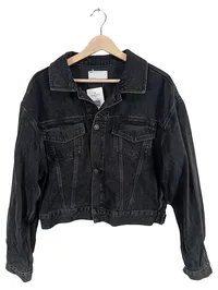 ASOS Design Jeansjacke Damen Gr. M Cropped Schwarz Baumwolle 1