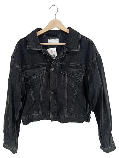 ASOS Design Jeansjacke Damen Gr. M Cropped Schwarz Baumwolle