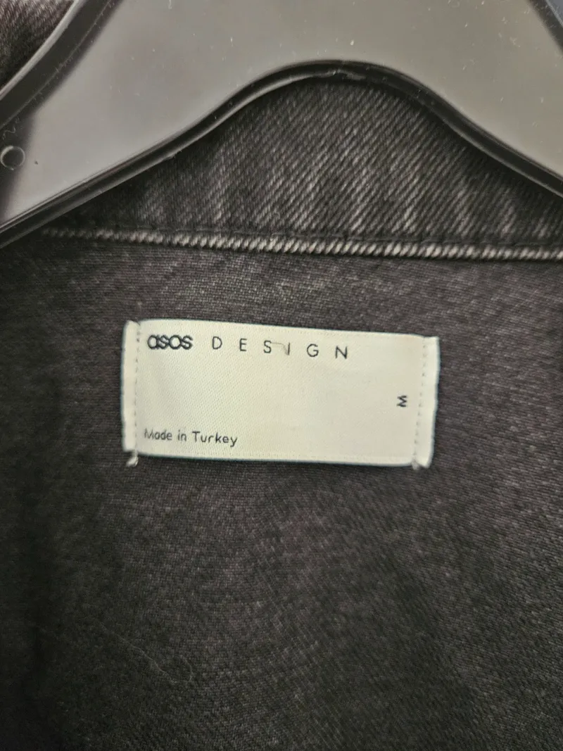 ASOS Design Jeansjacke Damen Gr. M Cropped Schwarz Baumwolle 4