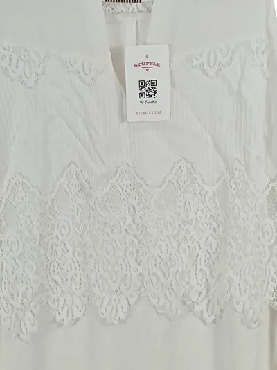 Marc Cain Damen Top Spitze Ärmellos Weiß Gr. L 42 Elegant Alltag