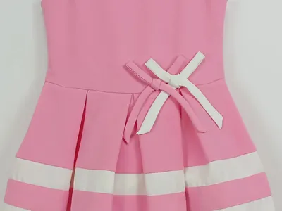 LA-V Mädchen Freizeitkleid Pink Gr. 134 Casual Schleife