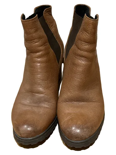 Geox Damen Stiefelette Gr. 39 Braun Chelsea Boot Casual Leder