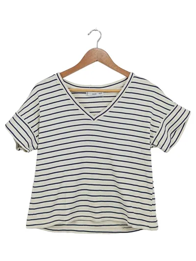 MNG Damen T-Shirt gestreift V-Ausschnitt Gr. S Maritim