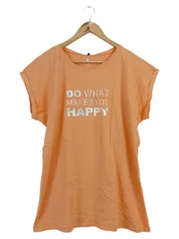 Be Famous Damen T-Shirt Orange Gr. 42/XL mit Schriftzug Casual 1