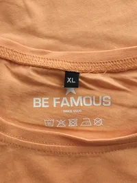 Be Famous Damen T-Shirt Orange Gr. 42/XL mit Schriftzug Casual 3