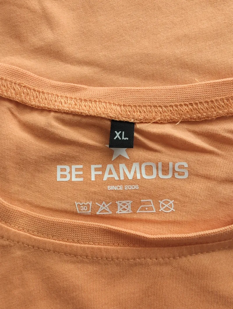 Be Famous Damen T-Shirt Orange Gr. 42/XL mit Schriftzug Casual 3