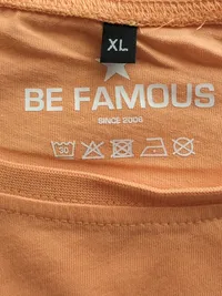 Be Famous Damen T-Shirt Orange Gr. 42/XL mit Schriftzug Casual 5