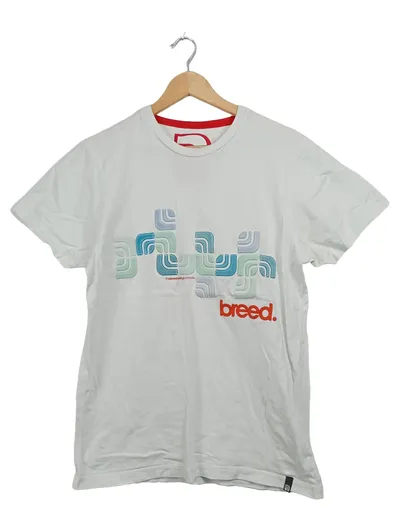 Breed Herren T-Shirt weiß Gr. 50/L mit Logo-Print Casual