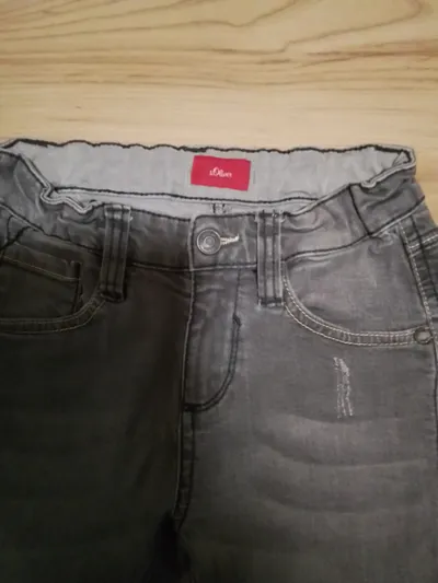 s.Oliver Destroyed Jeans Mädchen Gr. 128 Grau Stretch Casual