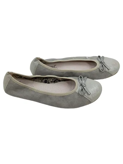 Rieker Ballerinas Damen Gr. 42 Grau Schleife Textil Flats
