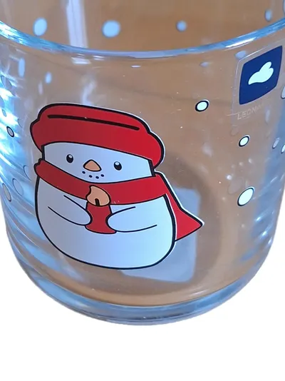 LEONARDO Windlicht Glas Weihnachten Schneemann Tiermotiv Punkte 9cm Transparent