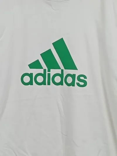 Adidas Herren Sport T-Shirt Gr. 40 Weiß Logo Print Kurzarm Baumwolle