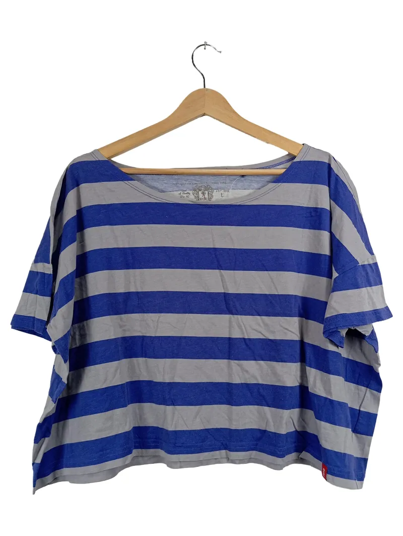 edc by Esprit Damen T-Shirt Gr. L gestreift blau grau Cropped Casual 1