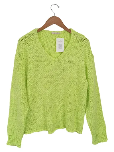 Esqualo Damen Pullover Gr. XL Grün Lochmuster V-Ausschnitt Strick
