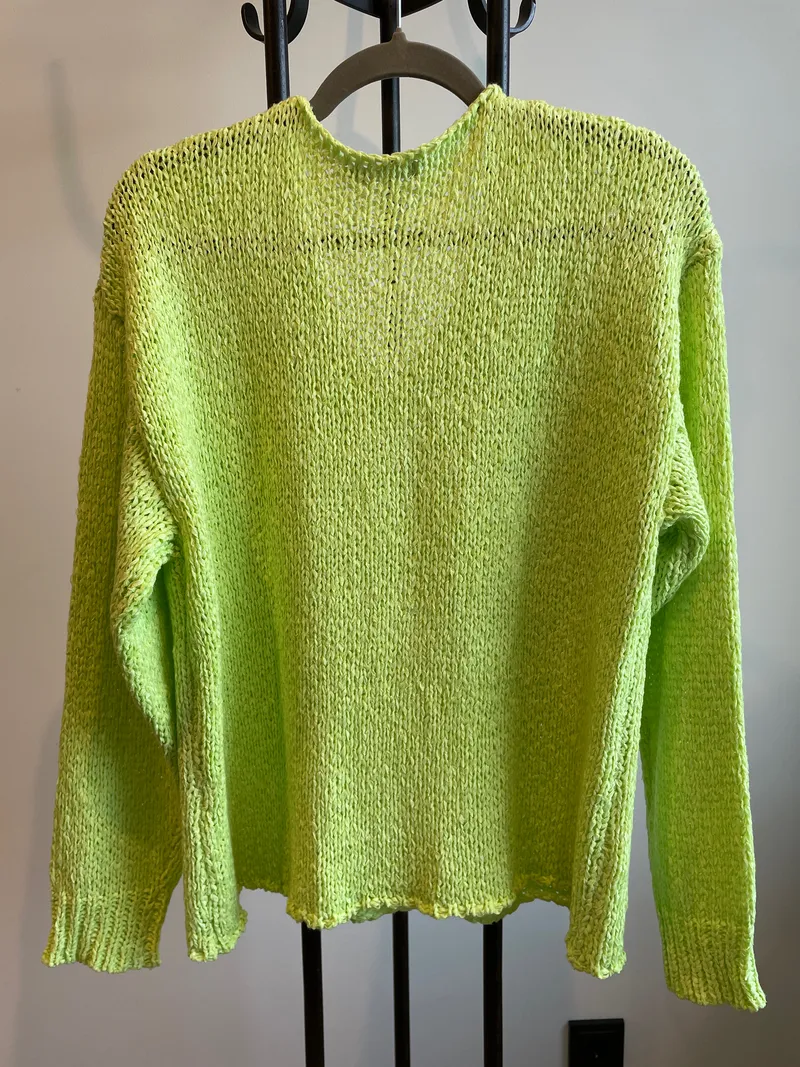 Esqualo Damen Pullover Gr. XL Grün Lochmuster V-Ausschnitt Strick 2