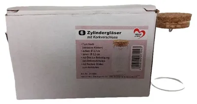 Ideen mit Herz 6er Set Zylindergläser Korkverschluss Vorratsglas Glas 7cm