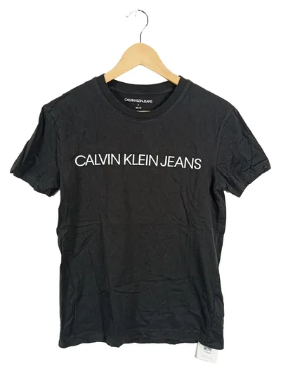Calvin Klein Jeans Herren T-Shirt Schwarz Gr. S Basic Logo-Print