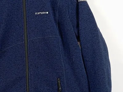 Icepeak Fleecejacke Herren Gr. 48 Blau Meliert Outdoor Strickfleece