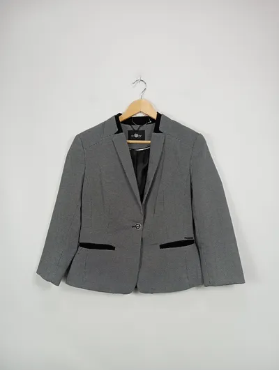 ORSAY Damen Blazer Gr. 42 Grau Business Jacke Strukturmuster