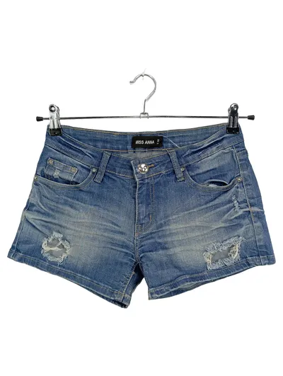 MISS ANNA Damen Jeans Shorts Gr. 38 Blau Casual Destroyed Look Sommer