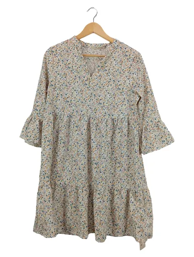 EMERY ROSE Damen Freizeitkleid Blumenmuster Rüschen Midikleid Mehrfarbig S