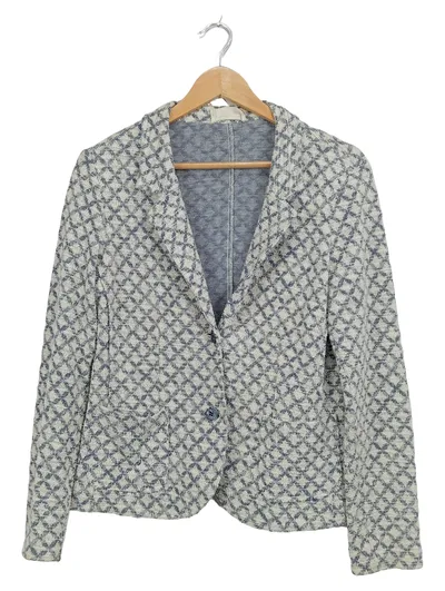 CARTOON Damen Blazer Gr. 38 Beige Blau Geometrisch Baumwolle Casual
