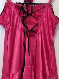 SCHNABEL Damen Nachthemd Pink Spitze Rüschen Schnürung Gr. S/M Sexy Negligee 4