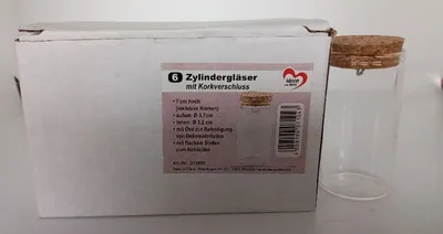 Ideen mit Herz 6er Set Zylindergläser Korkverschluss Glas 8.5cm Transparent Uni