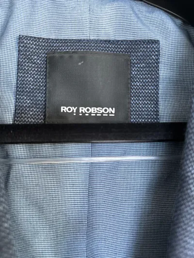 Roy Robson Sakko Herren Blau Gr. 48/M Business Strukturmuster Leinen