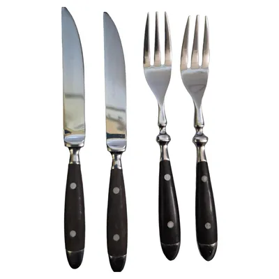 ROSTFREI Besteckset 4-teilig Messer Gabel Essbesteck Klassisch Mehrfarbig