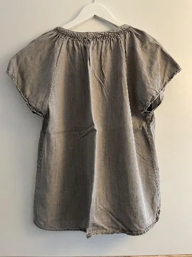 Hester & Orchard Damen Hemdbluse Gr. 38/M Grau Casual Kurzarm Freizeit Uni