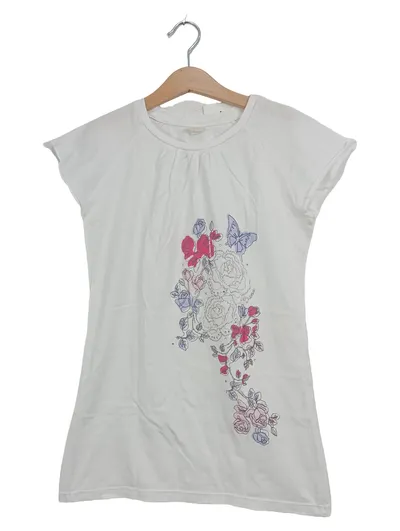 Jana Kinder T-Shirt mit Blumenmuster Größe 152 Weiß Kurzarm Casual