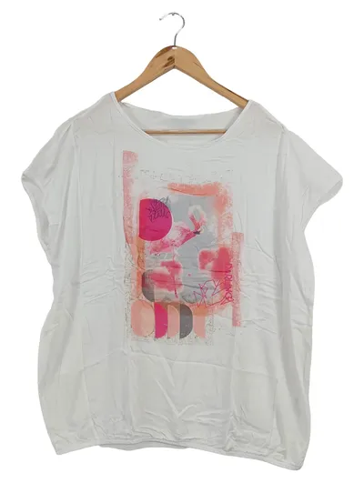 Via Appia Damen T-Shirt Gr. 42/XL Weiß Flamingo Print Baumwolle