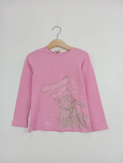 Pampolina Mädchen Langarmshirt Gr. 116 Pink Hase Charmant