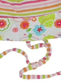 DOLLI Babymütze Mädchen Blumenmuster Streifen Bindebänder Rosa Grün 3