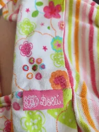 DOLLI Babymütze Mädchen Blumenmuster Streifen Bindebänder Rosa Grün 4