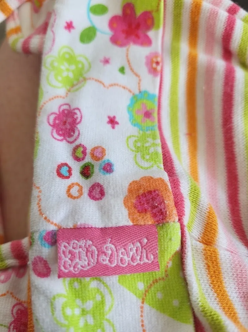 DOLLI Babymütze Mädchen Blumenmuster Streifen Bindebänder Rosa Grün 4