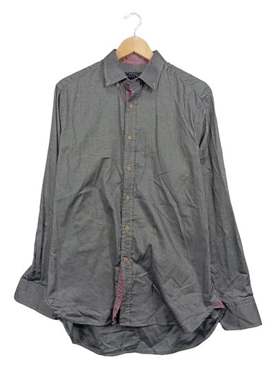 Charles Tyrwhitt Herren Business Hemd Grau Gr. M Langarm Baumwolle