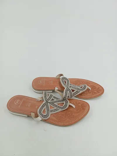 Salamander Damen Sandalen Gr. 40 Beige Feminin Zehentrenner Schleifen