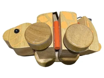 Eichhorn Holzspielzeug Giraffe Schiebetier Holz Natur Orange Kinder