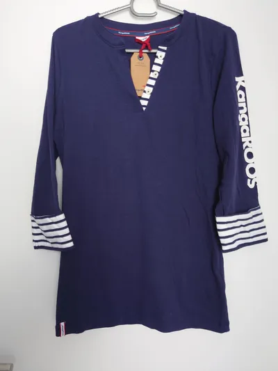 KangaROOS Damen Langarmshirt Tunika Gr. 42/XL Maritim Baumwolle Blau