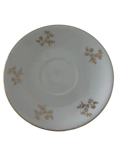 Bavaria Untertasse Unterteller Vintage Weiß Gold Blumen Porzellan Teller
